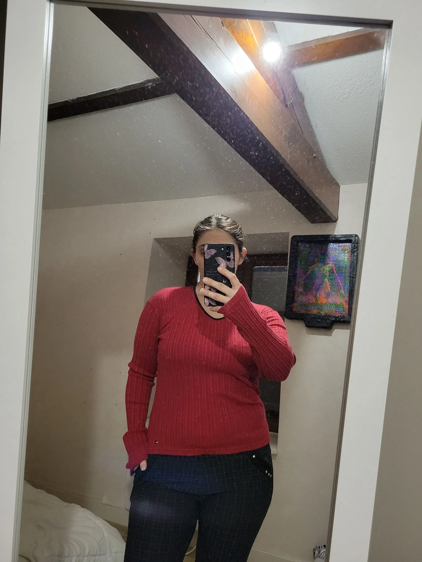Blusa Tommy Hilfiger Vermelha – Malha Canelada – Tamanho S-M-L – photo 2